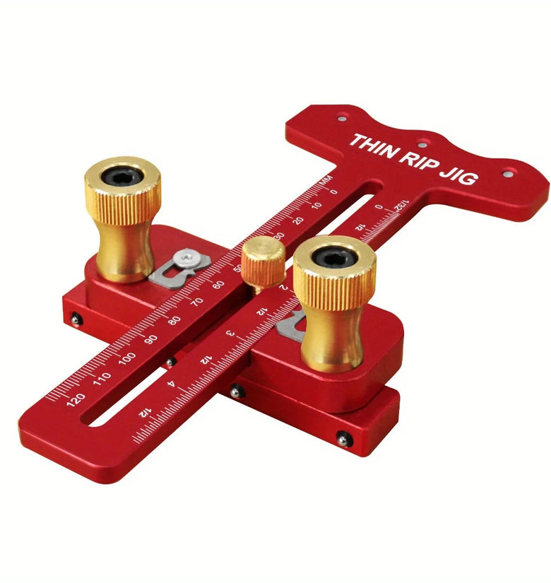 Thin Table Saw Jig Adjustable Aluminum Guide Fits 3/8 x 3/4 U Slot 1/4 x 3/8 T Slot Precision Cutting Laser Engraved Scales 3 Pulley Design