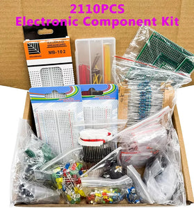 2110Pcs DIY Electronic Component Kit T0-92 LED PCB Assorted Resistors Capacitors Transistors Solderless for Circuit DIY Kit