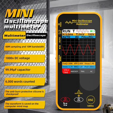 BSIDE OS1 Mini Oscilloscope Multimeter 10MHz Bandwidth 48MSa/s Sampling Rate 1000V DC Voltage Measurement Portable Multifunctional Tester for Professional Electronics Troubleshooting