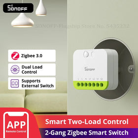SONOFF MINI-ZB2GS MINI DUO 2-Gang Zigbe Smart Switch Dual Load Control Zigbee3.0 Compatibility Signal with Multiple Zigbe Hub
