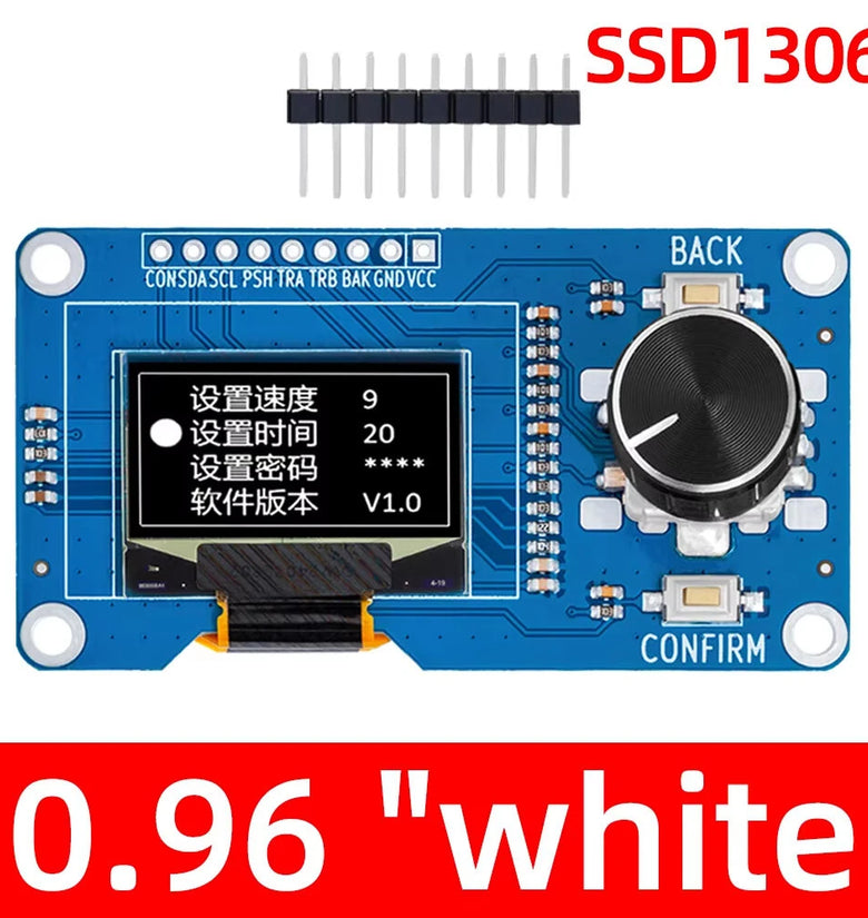 0.96/1.3 inch White Oled Display Screen Combined with EC11 Rotary Encoder Module IIC Interface for Arduinos