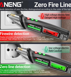 ANENG VC1019 Red Laser Test Pen Voice Broadcast Voltage Detector 12-1000V Volt Current Non-Contact Pen Electric Teste Meter Tool