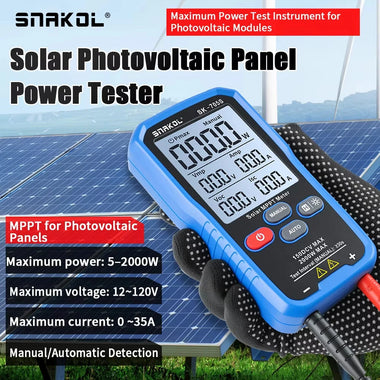 SK-705S Photovoltaic Power Tester 2000W 120V 3.2 Inch LCD Screen Auto Manual Range Back-Injection Protection Solar MPPT Meter
