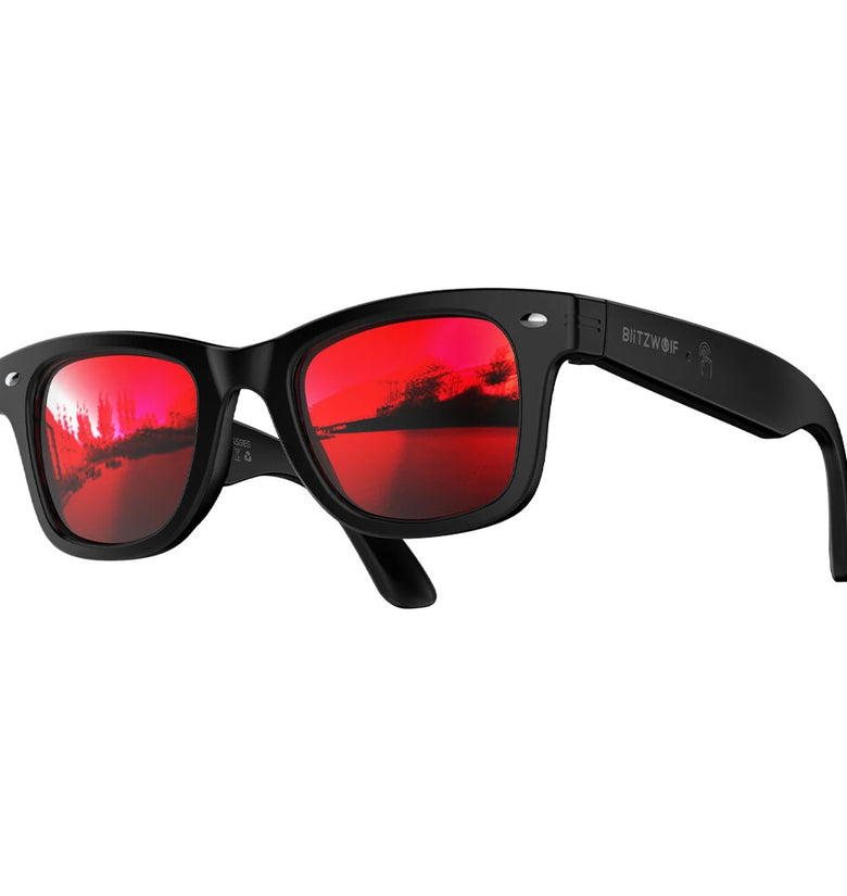BlitzWolf BW-AG1 AI Smart Glasses Heart Rate Blood Oxygen Monitoring UV Detection 100+ Languages AI Translation HiFi Audio IP66 Waterproof Fitness Tracking Smart Audio Glasses