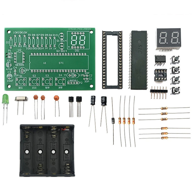 Microcontroller Counter Kit STC90C52 NE555 Timer LED Display 5V-6V DIY Electronics Kit Precision Counting Circuit Complete Components Soldering Practice STEM Learning Educational Project