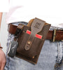 BULLCAPTAIN Genuine Leather Waist Bag for Men Belt Bag Packs 7inch Cell Phone Purse Waist Bag Wear Buckle Retro Belt Pack