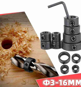 8pcs Woodworking Drill Locator 3-16mm Shaft Depth Stop Collars Ring Positioner Drill for Wood Drill With Hexagon Wrench Bit Tool