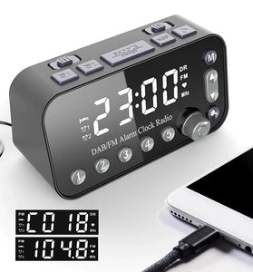 MD-A1 Wireless bluetooth Speaker FM Radio Small Mini Alarm Clock with LED Digital Display Dual USB Charging DAB FM Digital Radio Bedside Clock Speaker