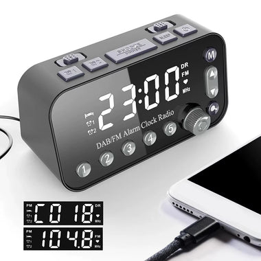 MD-A1 Wireless bluetooth Speaker FM Radio Small Mini Alarm Clock with LED Digital Display Dual USB Charging DAB FM Digital Radio Bedside Clock Speaker
