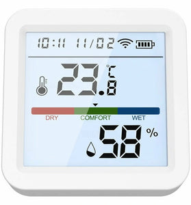 Smart Wifi bluetooth/Zigbe Temperature Humidity Sensor with Backlight Real-Time Monitoring High Accuracy Adjustable Stand Compatible with Tuya Smart Smart Life Amazon Alexa Google Home