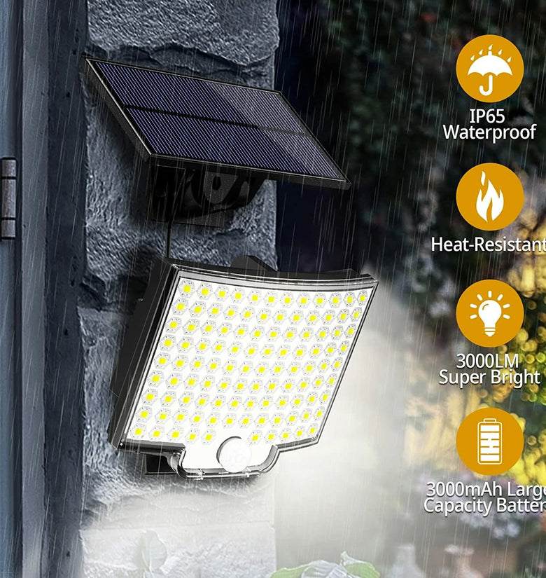 Elfeland Solar Light Outdoor 106 LED Super Bright Motion Sensor Solar Strong Power LED Garden Wall Lamp IP65 Waterproof 4 Working Modes