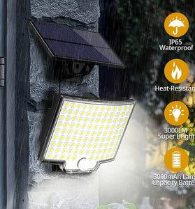 Elfeland Solar Light Outdoor 106 LED Super Bright Motion Sensor Solar Strong Power LED Garden Wall Lamp IP65 Waterproof 4 Working Modes