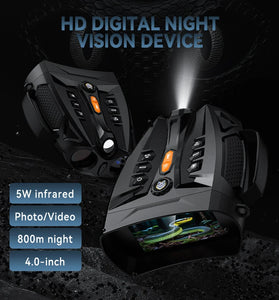 4K Night Vision Binoculars Model 336 48MP 4 Inch Display 10x Digital Zoom 800M Infrared Range Powerful Long Distance Vision Device Outdoor Photography Video Recording