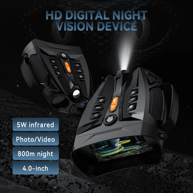4K Night Vision Binoculars Model 336 48MP 4 Inch Display 10x Digital Zoom 800M Infrared Range Powerful Long Distance Vision Device Outdoor Photography Video Recording