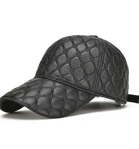 Collrown Genuine Sheepskin Leather Baseball Caps Men Fashion Solid Color Casual Peaked Cap Street Hat 55-61CM