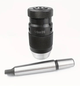 HT2942 MT2-B16 Arbor Self-Tightening Keyless Lathe Drill Chuck 1-13mm Capacity 45# Steel for Drill and Milling Machines