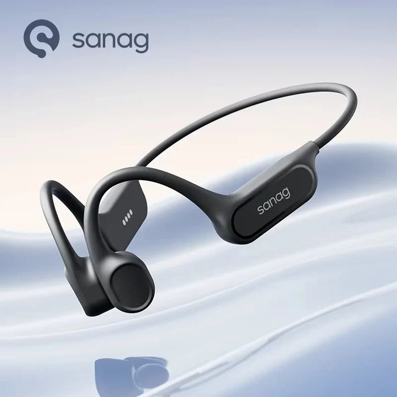 SANAG B33S Bone Conduction Earphone bluetooth V6.0 Headset IPX8 Waterproof Built-in 32G Memory Panoramic Sound HD Call Noise Cancelling Flexible Silicone Lightweight Neckband Sports Headphones