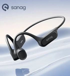 SANAG B33S Bone Conduction Earphone bluetooth V6.0 Headset IPX8 Waterproof Built-in 32G Memory Panoramic Sound HD Call Noise Cancelling Flexible Silicone Lightweight Neckband Sports Headphones