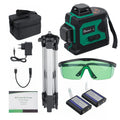 MUSTOOL 3D Green Auto Laser Level 12 Lines 360 Horizontal & Vertical Cross Build Tool Measuring Tools with 2 Batteries