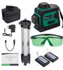 MUSTOOL 3D Green Auto Laser Level 12 Lines 360 Horizontal & Vertical Cross Build Tool Measuring Tools with 2 Batteries