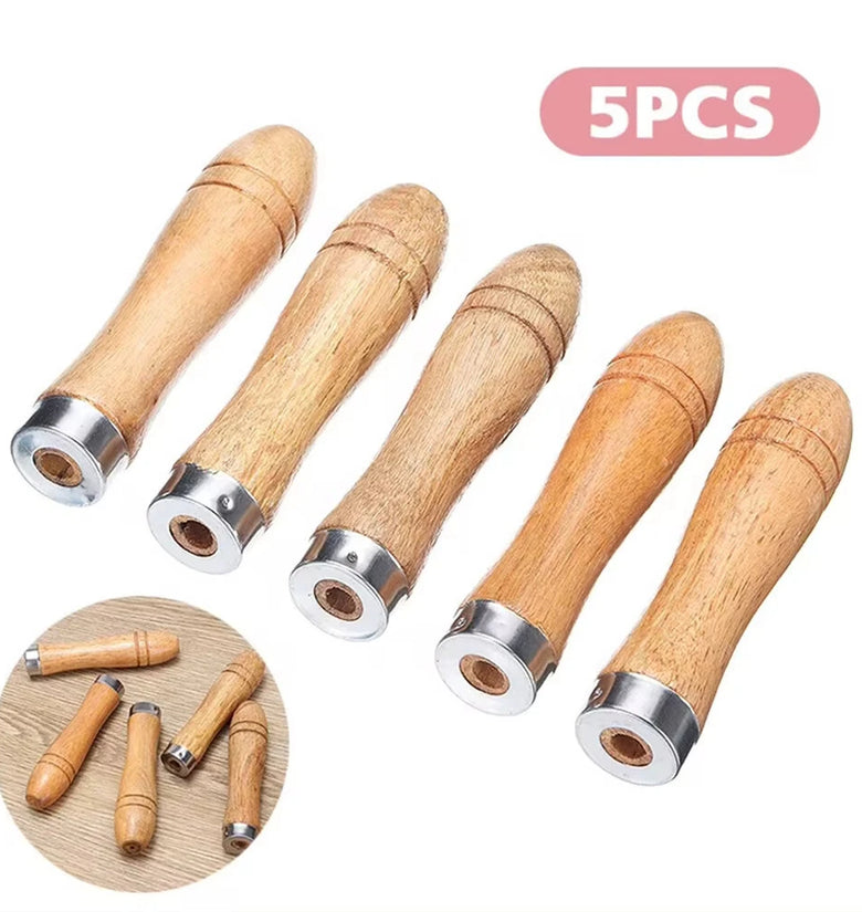5PCS Wooden File Handles Ergonomic Secure Fit 9cm Length 4mm Diameter Fits 4-6 Inch Files Versatile for Metal Files Wood Rasps Screwdrivers Hand Drills