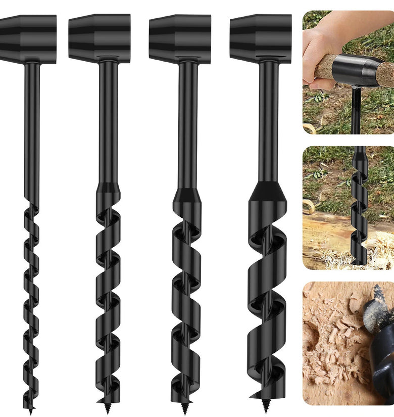 Hand Drill Carbon Steel Manual Auger Drill Portable Manual Survival Drill Bit Self-Tapping Survival Wood Punch Tool 4 Size Options Available