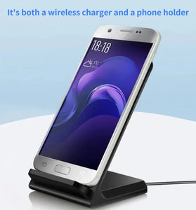 15W Desktop Vertical Wirelss Charger Fast Wireless Charging Holder Stand for iPhone 17 17Pro 16 Pro Max 15 14 13 for Xiaomi 17pro for Samsung Galaxy S25 Ultra for Huawei Mate XTs