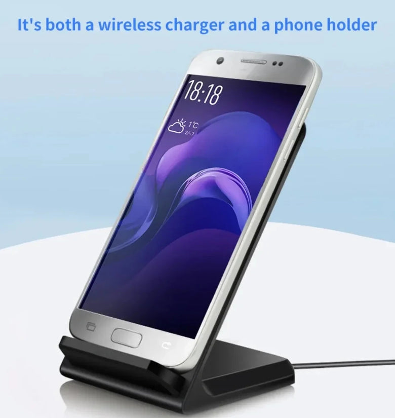 15W Desktop Vertical Wirelss Charger Fast Wireless Charging Holder Stand for iPhone 17 17Pro 16 Pro Max 15 14 13 for Xiaomi 17pro for Samsung Galaxy S25 Ultra for Huawei Mate XTs