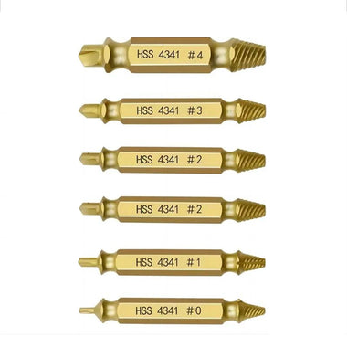 6PCS Damaged Screw Extractor Set Easy Out Bolt Extractor Set Double Head Screw Remover Tools Broken Head Screw Removers High Speed Steel