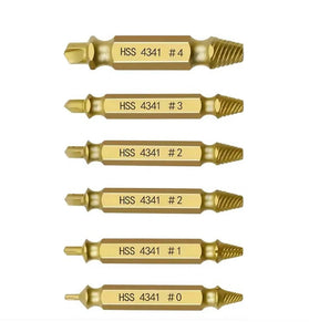 6PCS Damaged Screw Extractor Set Easy Out Bolt Extractor Set Double Head Screw Remover Tools Broken Head Screw Removers High Speed Steel