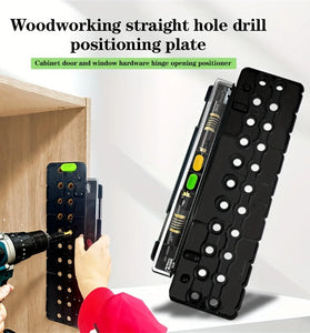 Woodworking Straight Hole Drill Template Hinge Hole Opener Dual Drill Bit Adapter Spring Pressure Cabinet Door Positioning Plate