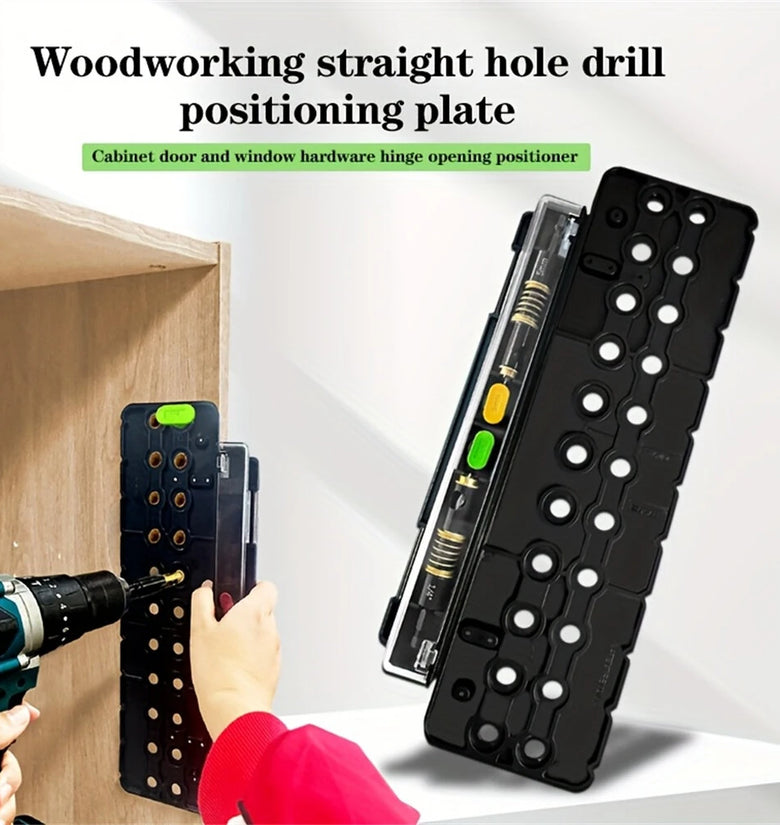 Woodworking Straight Hole Drill Template Hinge Hole Opener Dual Drill Bit Adapter Spring Pressure Cabinet Door Positioning Plate