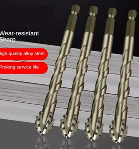 6pcs Drill Bit Carbide Sawtooth 4-Teeth Hex Shank Dry Drill Bit for Ceramic Tile Cast Iron Concrete with Ceramic Buster for Precision Positioning Ideal for Construction & Renovation Projects