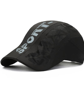 Men's Breathable Mesh Forward Hat Summer Sport Sunshade Quick Drying Lightweight Adjustable Peaked Cap