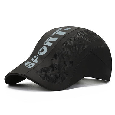 Men's Breathable Mesh Forward Hat Summer Sport Sunshade Quick Drying Lightweight Adjustable Peaked Cap