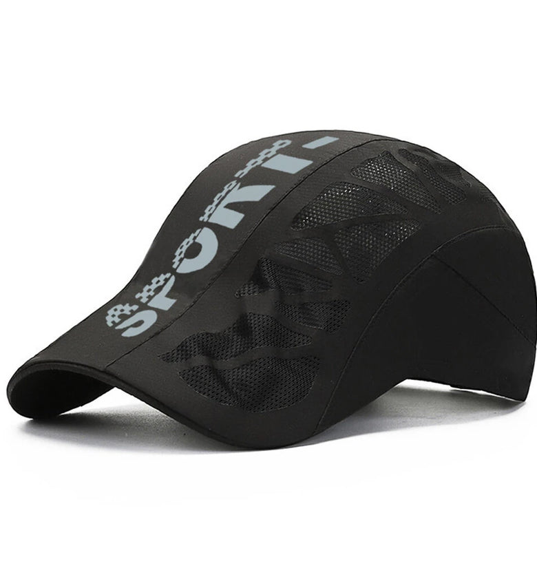 Men's Breathable Mesh Forward Hat Summer Sport Sunshade Quick Drying Lightweight Adjustable Peaked Cap
