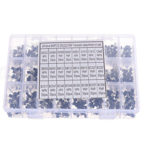 Aemedy 840pcs 24Values TO-92 Transistor Assortment Kit BC327 BC337 BC547 transistor 2N2222 3904 3906 C945 PNP/NPN Transistors Pack