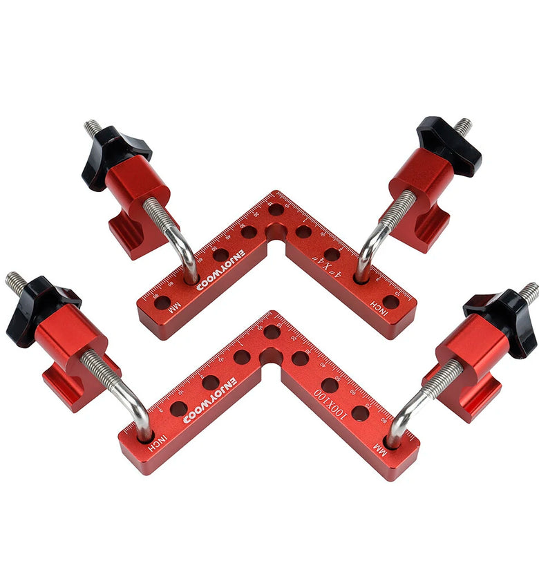 ENJOYWOOD 6PCS Woodworking Upgrade Right Angle Positioning Clamp Precision 90 Degree Clamping Square L-Shaped Auxiliary Fixture Splicing Board Carpenter Square Ruler Woodworking Tool