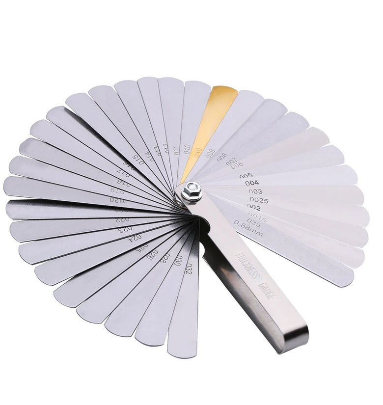 Stainless Steel Feeler Gauge Set 32 Blades Metric and Imperial 0.04mm to 0.88mm for Precise Calibration Thickness Measurement Tool Dual Marked