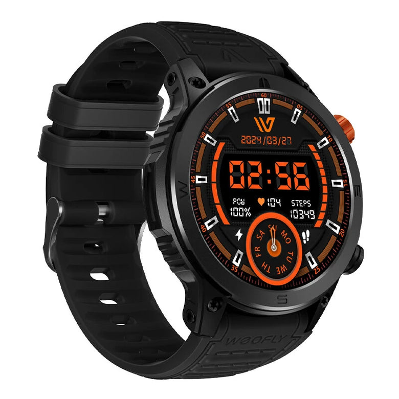 Weofly Conquer 1.43inch AMOLED Display bluetooth Call Heart Rate Blood Pressure Blood Oxygen Monitor Sleep Monitoring Stress Tracker Multi-sport Modes IP68 Waterproof Smart Watch