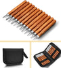 SK2 Carbon Steel 12-Piece Wood Carving Knife Set with Ergonomic Handles Ideal for Sculpting Whittling Crafts Beginners & Professional Woodworkers - All-in-one Kit in a Portable Canvas Bag