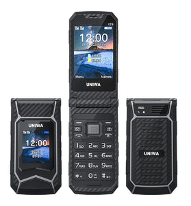 UNIWA X29 2.8-inch+1.77-inch Double Screen Rugged Mini 2G GSM Dual SIM Card Dual Standby 2000mAh FM Radio Large Button Flip Mobile Phone with Flashlight Type-C Rechargeable