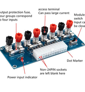 5Pcs XH-M229 Desktop PC Chassis Power ATX Transfer to Adapter Board Power Supply Circuit Outlet Module 24Pin Output Terminal 24 Pins