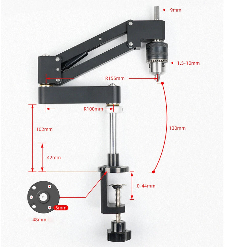 GANWEI Cantilever Tapping Tool CNC Aluminum Alloy Anodized Finish 1.5-10mm Chuck Professional Tapping Support Stable Mounting