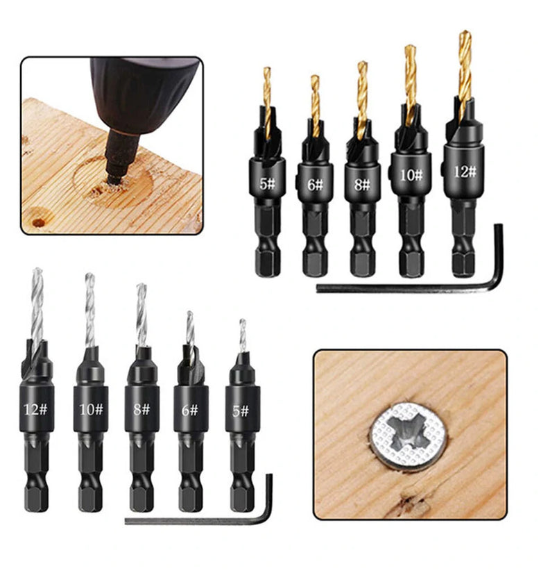 14pcs Wood Plug Cutter Drill Cutting Tool Drill Bit Set Straight And Tapered Taper Woodworking Cork Drill Bit 5/8