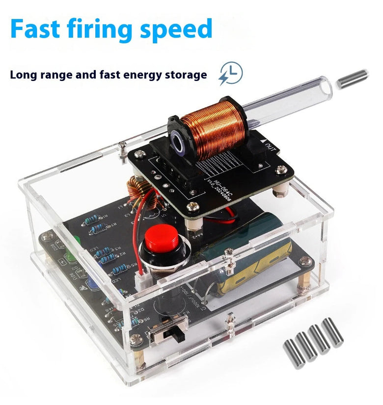 HU-064C High Voltage Electromagnetic Launcher DIY Kit with Circuit Board Fast Energy Storage Long Range Educational Science Experiment