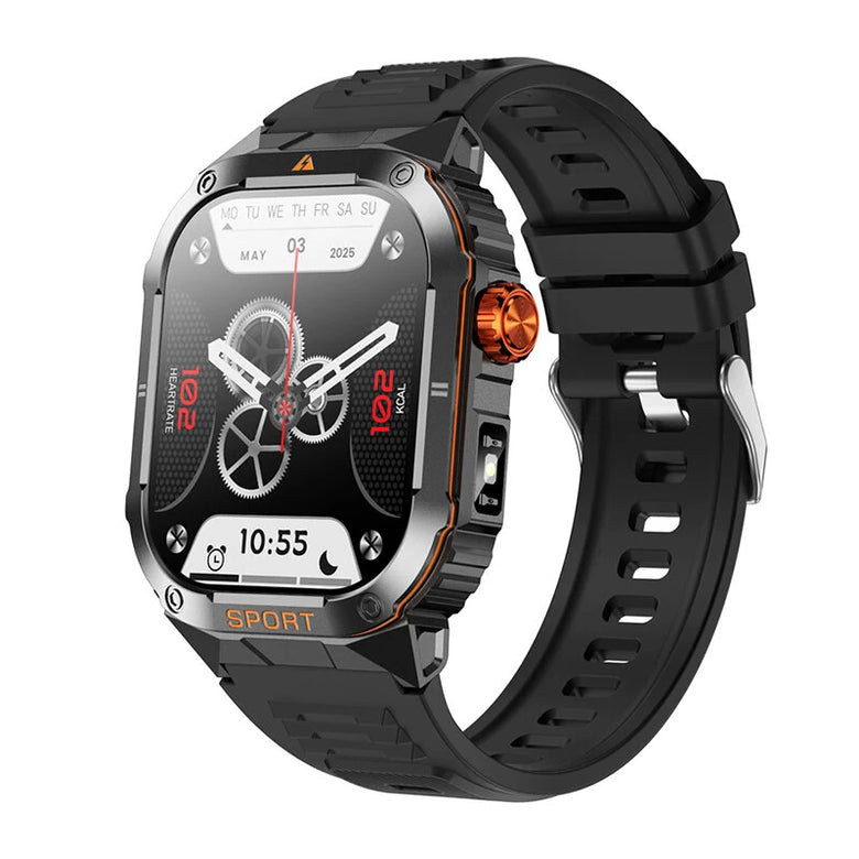 SENBONO D16 2.01-Inch HD Screen Strong Flashlight 35 Days Battery Life Heart Rate Blood Pressure Blood Oxygen Monitor Sleep Monitoring Breathing Exercise Multi-sport Modes IP68 Waterproof Smart Watch