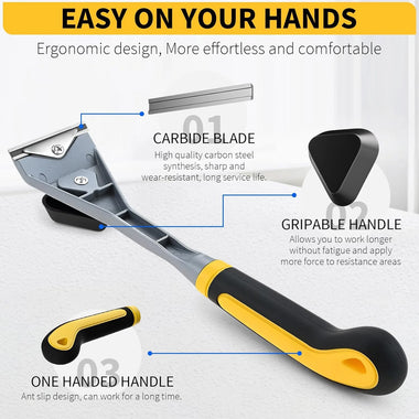 Premium Ergonomic Carbide Scraper Tungsten Carbide Scraper 2-1/2In Paint Scraper Tool for Paint Wood Glue Resin Stains