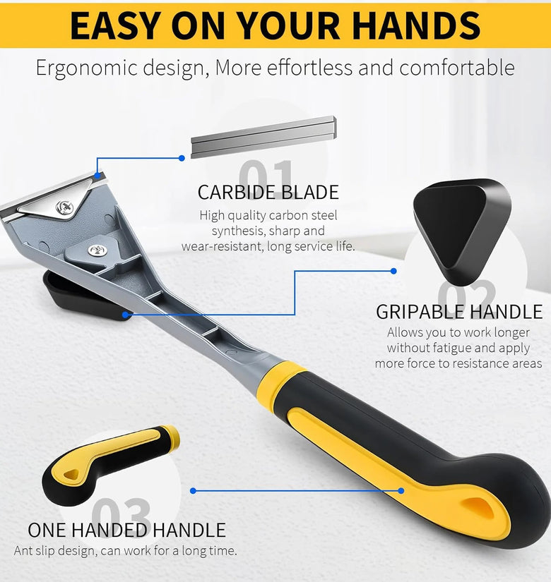 Premium Ergonomic Carbide Scraper Tungsten Carbide Scraper 2-1/2In Paint Scraper Tool for Paint Wood Glue Resin Stains