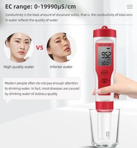 4 in 1 PH Meter PH/TDS/EC/Temperature Meter Digital Water Quality Monitor Tester for Pools Drinking Water Aquariums EZ9908